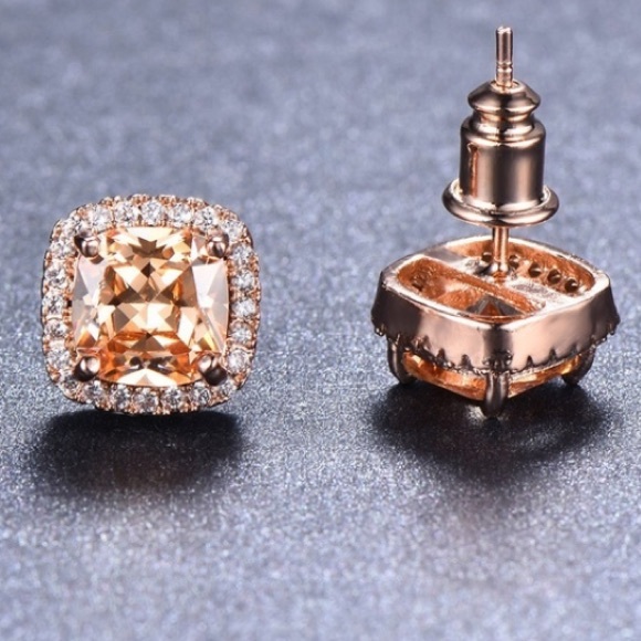 LAST Pr!1 8K Princess Cut Rose Gold & Champagne St - Picture 3 of 4